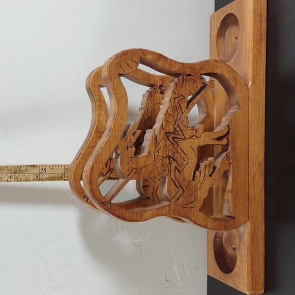 Vintage Handcrafted Wood "End of the Trail" Napkin/Letter Holder - Picture 6 of 7